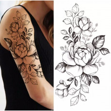 Тимчасове тату водостійке 3D велике Три квітки XQB-339 19,5 х9 см
