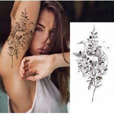 Тимчасове тату водостійке 3D велике Журавель XQB-352 19,5х9 см