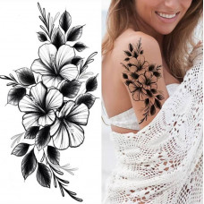 Тимчасове тату водостійке 3D велике Квіти BK-068 18х9 см