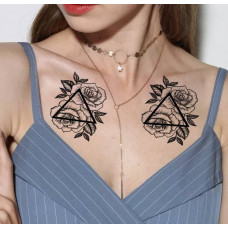 Тимчасовий тату водостійкий 3D великий Квіти в трикутнику BK-021 18х8.5 см