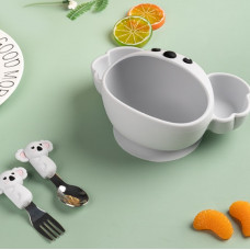 Дитячий набір посуду 18555 3 предмети сірий