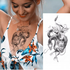 Тимчасове тату водостійкий 3D великий Дракон XQB-353 19,5х10 см