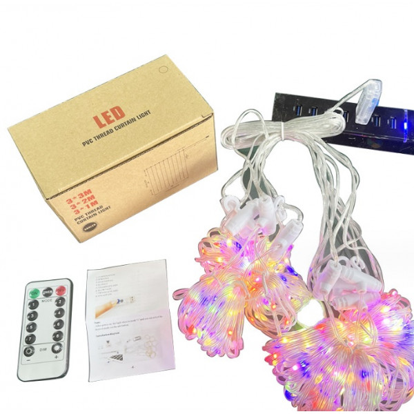Гірлянда світлодіодна штора водоспад із гачком USB 200 LED 14063 3х2 м мультиколор