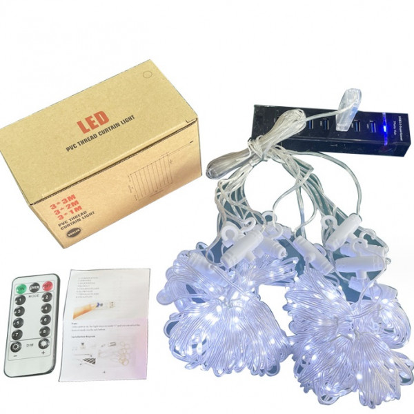 Гірлянда світлодіодна штора водоспад з гачком USB 300 LED 14059 3х3 м біла