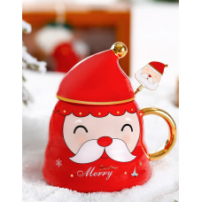 Кружка з кришкою новорічна Merry Christmas 13683 400 мл червона
