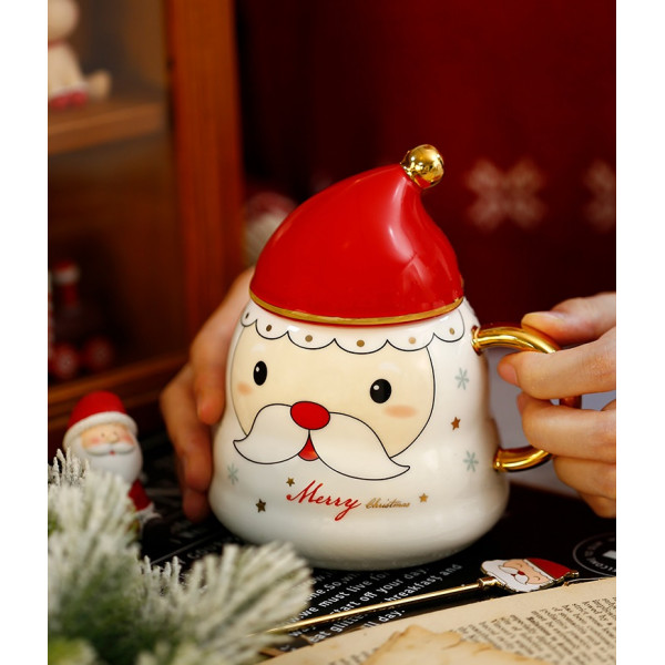 Кружка з кришкою новорічна Merry Christmas 13684 400 мл біла