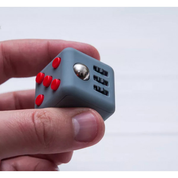 Кубик антистрес Fidget Cube 14121 3.5х3.5х4 см сірий з червоним та чорним
