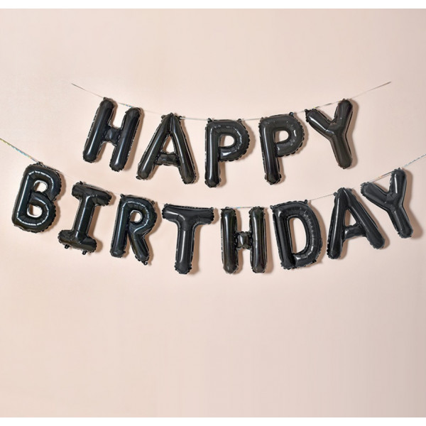 Набір надувних кульок Happy Birthday Black 5963 13 предметів чорний