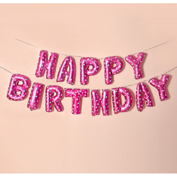 Набір надувних кульок Happy Birthday Pink 5962 13 предметів рожевий