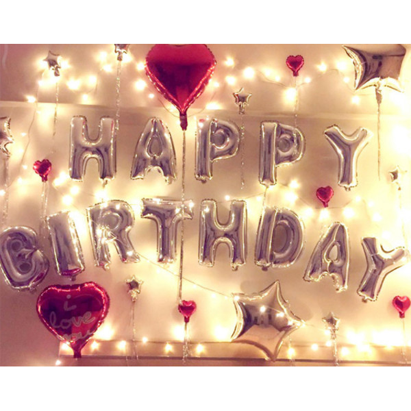Набір надувних кульок Happy Birthday Silver 5957 13 предметів сріблястий