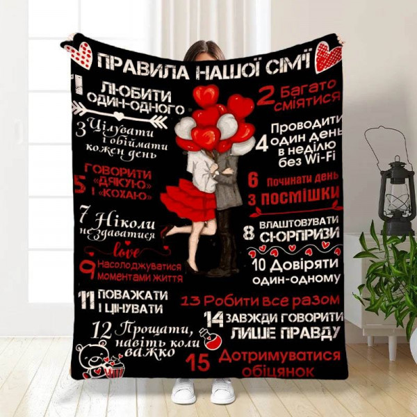 Плед 3D з побажаннями "Правила нашої сім'ї №7" 15680 160х200 см