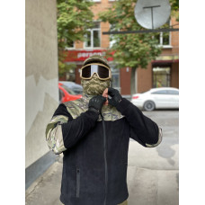 Кофта флісова чоловіча військова тактична з липучками під шеврони Мультикам 8047 56 розмір чорна