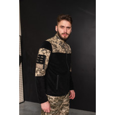 Кофта флісова чоловіча військова тактична з липучками під шеврони Піксель 8032 50 розмір чорна