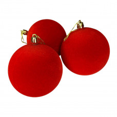 Набір іграшок на ялинку 19825 10 см 3 шт червоний оксамит
