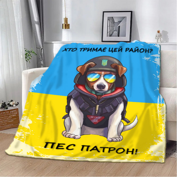 Плед патріотичний 3D Хто тримає цей район? Пес Патрон! 10583 135х160 см