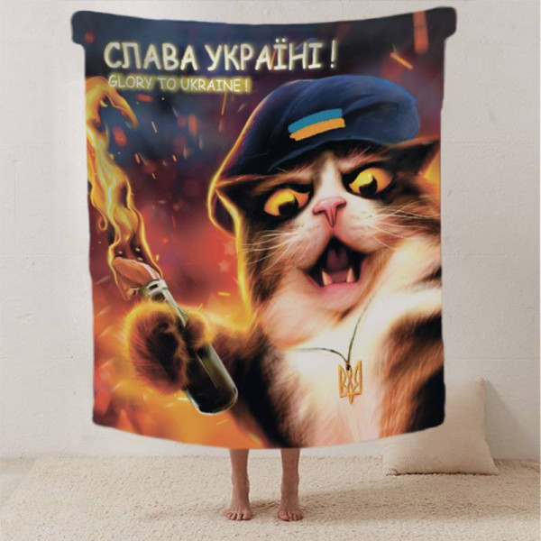 Плед патріотичний 3D Котяча Революція 12370 135х160 см