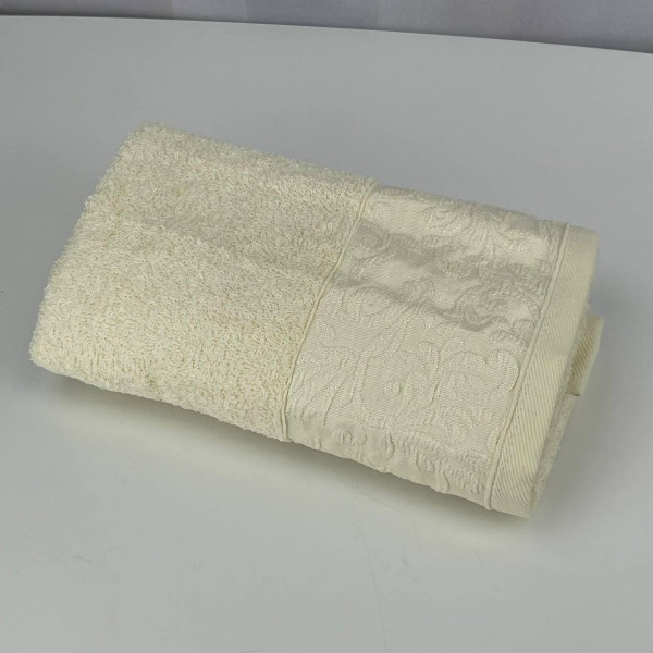 Рушник для обличчя махровий Febo Vip Cotton Botan Туреччина 6399 молочний 50х90 см