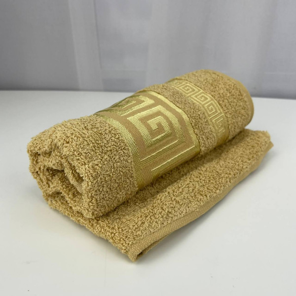 Рушник для обличчя махровий Febo Vip Cotton Grek Туреччина 6386 жовтий 50х90 см