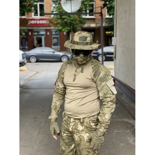 Сорочка чоловіча військова тактична з липучками під шеврони ЗСУ Убакс Туреччина 6584 L хакі