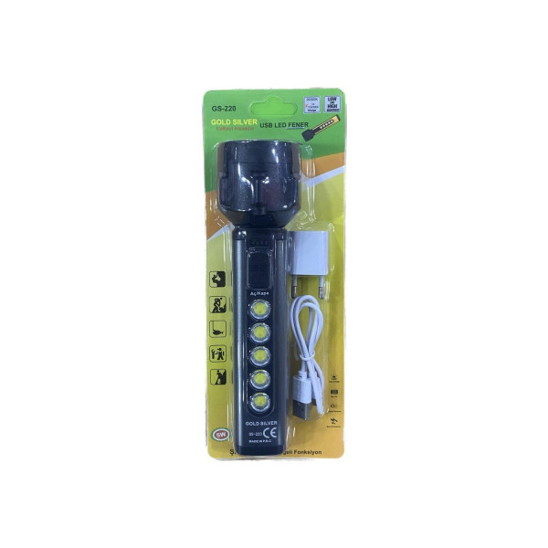 Ліхтар акумуляторний ручний Gold Silver GS-220 9342 5 Вт сріблястий