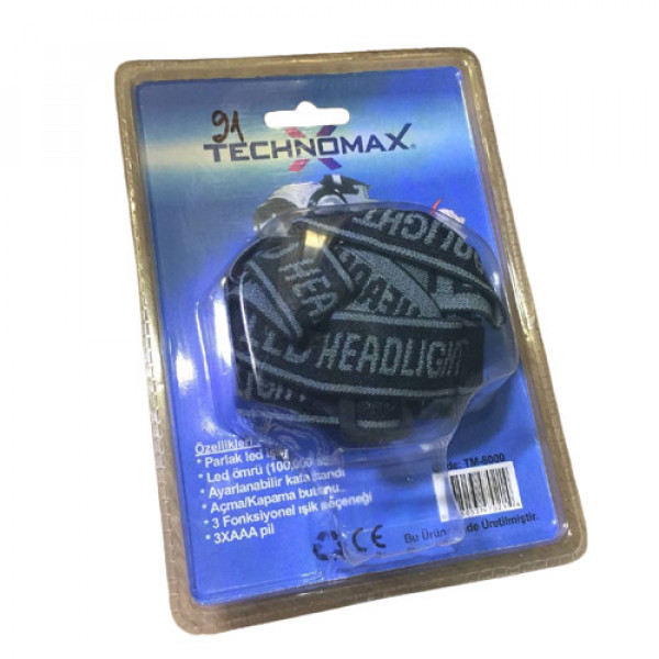 Ліхтар налобний Technomax TM-8000 9361 3 Вт сірий