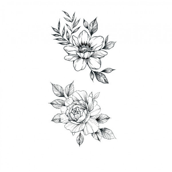 Тимчасове тату водостійке 3D велике Квіти 4 HD-04 18.5х8.5 см