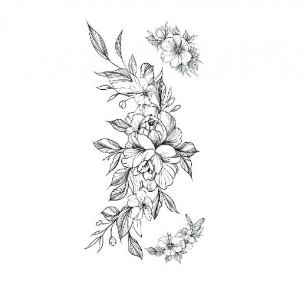 Тимчасове тату водостійке 3D велике Квіти 9 HD-11 18х8 см