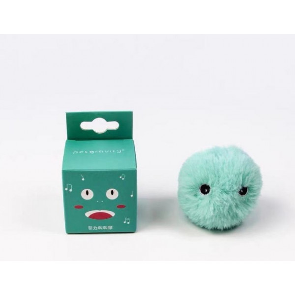 Інтерактивна іграшка м'ячик волохатий для кішок зі звуками птахів 10080 5 см блакитний