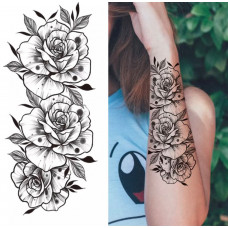 Тимчасове тату водостійке 3D велике Три квітки FF-085 17.5х8.5 см