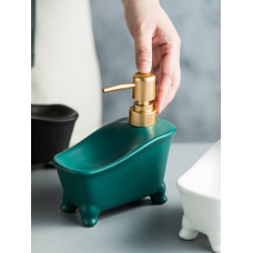Дозатор для мила з підставкою для мочалки Однотон 11487 350 мл зелений