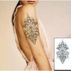 Тимчасове тату водостійке 3D велике Квіти з візерунком FF-120 17.5х8.5 см