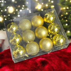 Набір іграшок на ялинку 14892 6 см 12 шт золотистий