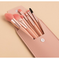 Набір кистей для макіяжу в чохлі 5552 рожевий 9 предметів