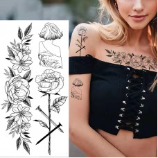 Тимчасове тату водостійке 3D велике Роза BK-019 18х9 см