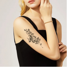 Тимчасове тату водостійке 3D велике Роза на гілці FF-096 17.5х8.5 см