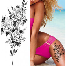Тимчасовий тату водостійкий 3D великий Троянди BK-026 18х9 см