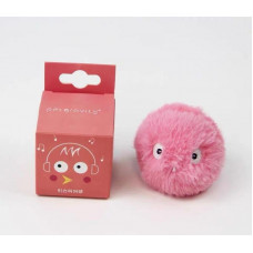 Інтерактивна іграшка м'ячик волохатий для кішок зі звуками птахів 10079 5 см рожевий