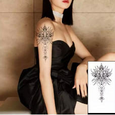 Тимчасовий тату водостійкий 3D великий Лотос з трикутником FF-116 17.5х8.5 см