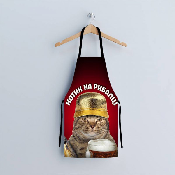 Фартух 3D Котик на рибалці 4168 17565 80х60х24 см