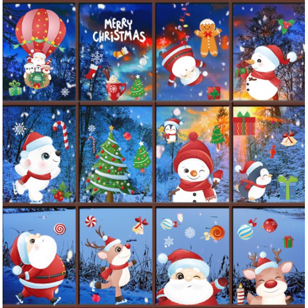 Набір новорічних наклейок на вікно Happy New Year 1 13787 20х30 см 12 листів