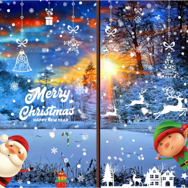 Набір новорічних наклейок на вікно Happy New Year 7 13786 20х30 см 9 листів