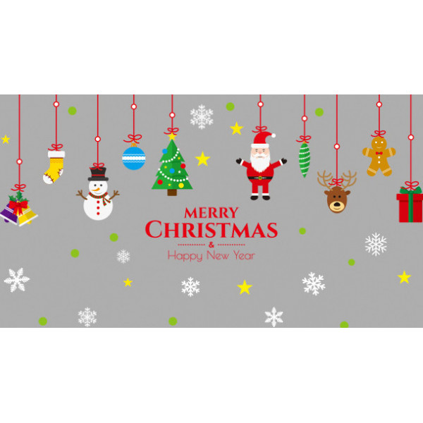 Набір новорічних наклейок на вікно Happy New Year 9127 50х70 см 1 лист