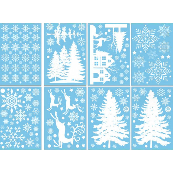 Набір новорічних наклейок на вікно New Year 1 13775 20х30 см 8 аркушів