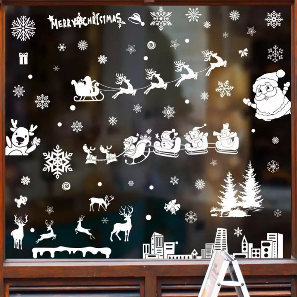 Набір новорічних наклейок на вікно New Year 3 9116 20х30 см 9 листів
