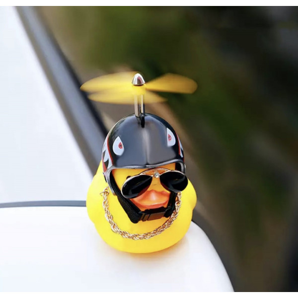 Автомобільна качка з шоломом і кріпленням Funny Ducks Black Number 8 5180