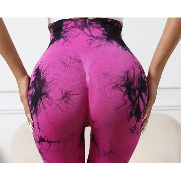 Легінси жіночі спортивні з пуш-ап Tie Dye 18705 L рожевий мармур