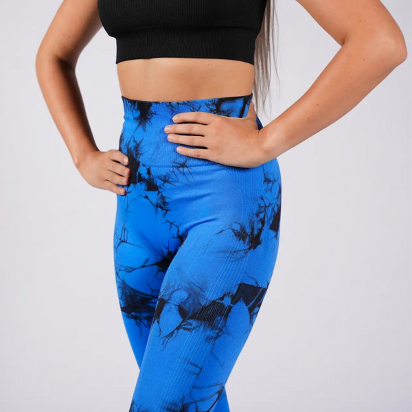Легінси жіночі спортивні з пуш-ап Tie Dye 18710 XL синій мармур