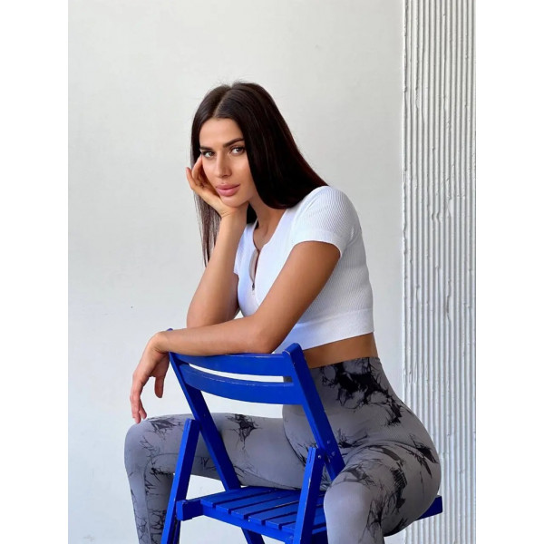 Легінси жіночі спортивні з пуш-ап Tie Dye 18713 L сірий мармур