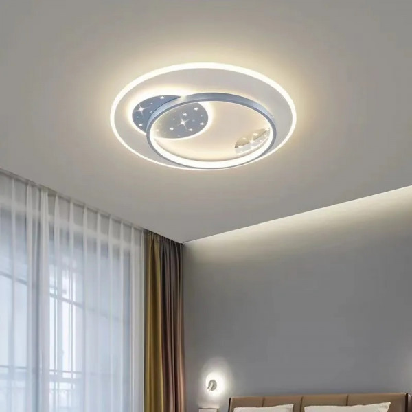 Люстра світлодіодна стельова LED світильник для квартири на стелю лед з пультом 27124 Білий 6х50х50 см.