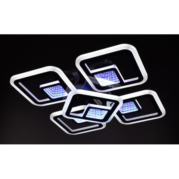 Люстра світлодіодна стельова LED світильник для квартири на стелю лед з пультом 26025 Чорний 10х40х40 см.